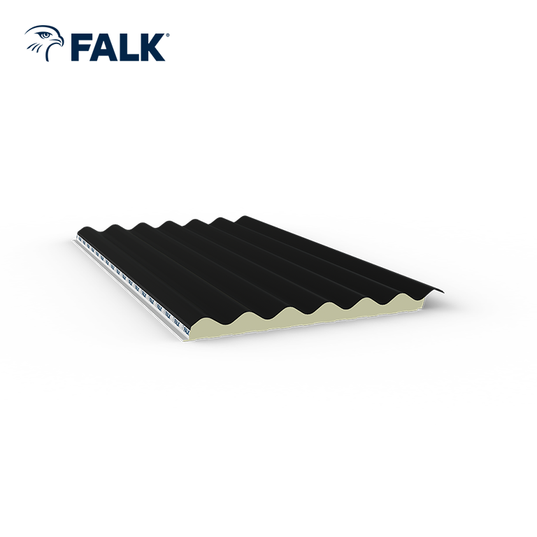 Voorraadpaneel, FALK 1000 GL, 43/83 mm, HPS Antraciet Matt / FALK Gebroken Wit 25 µm, 8100 mm