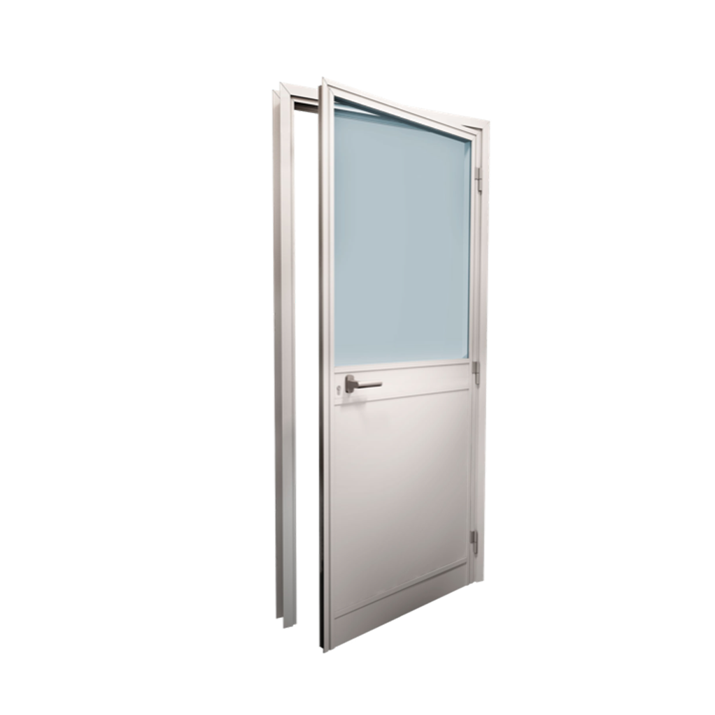 Aluminium Loopdeur- Half Glas - Rechtsdraaiend  - 1000 x 2125 mm - Wit