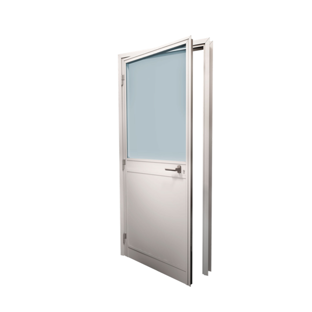 Aluminium Loopdeur- Half Glas - Linksdraaiend  - 1000 x 2125 mm - Wit