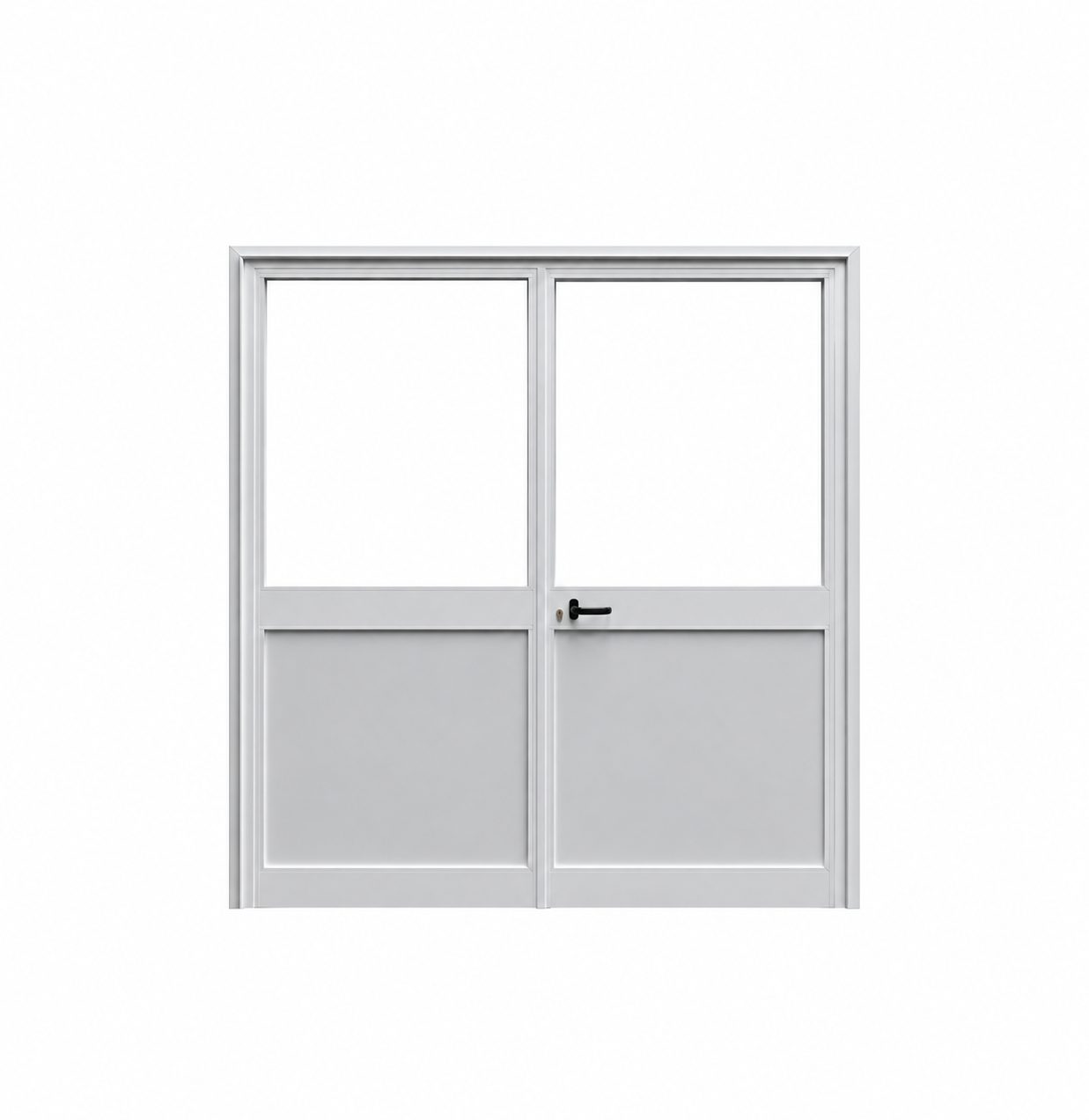 Dubbele Loopdeur rechtsdraaiend Wit Half Glas 2000x2125 | Koblox